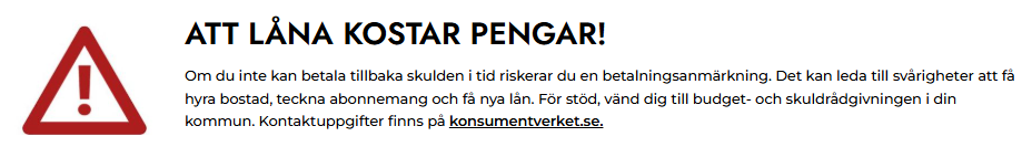 Att låna kostar pengar!